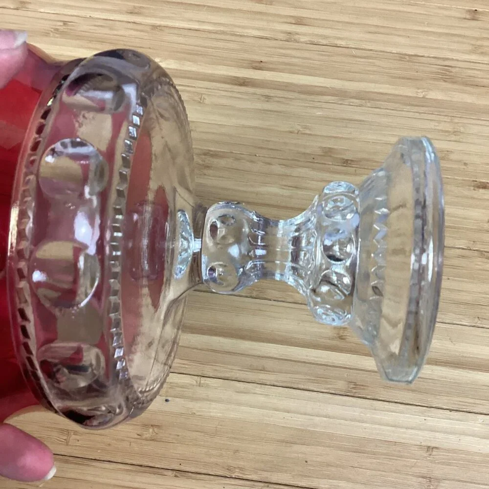 Vintage Indiana Glass Kings Crown Thumbprint Ruby Red Pedestal Compote